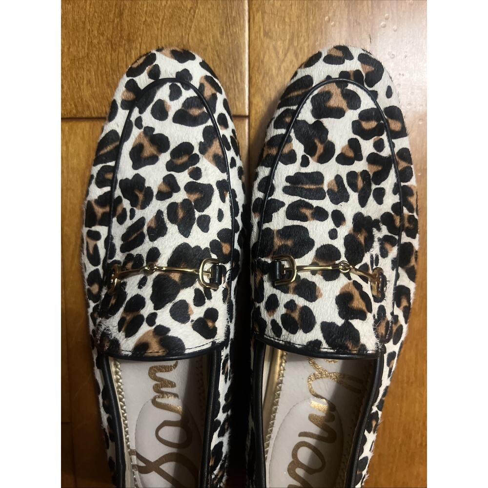 Sam Edelman Loraine Bit Loafers Leopard Calf Hair Gold Horsebit Women’s Size 9.5 - Picture 2 of 8
